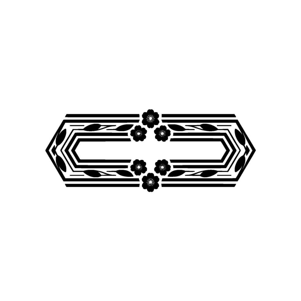 Elegant Minimalist Floral Frame, Black and White vector
