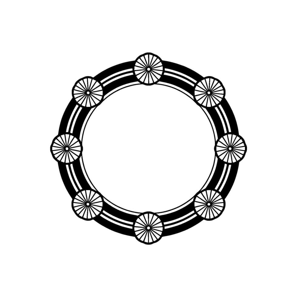 Abstract Circular with Floral-like Elements in Black White vector