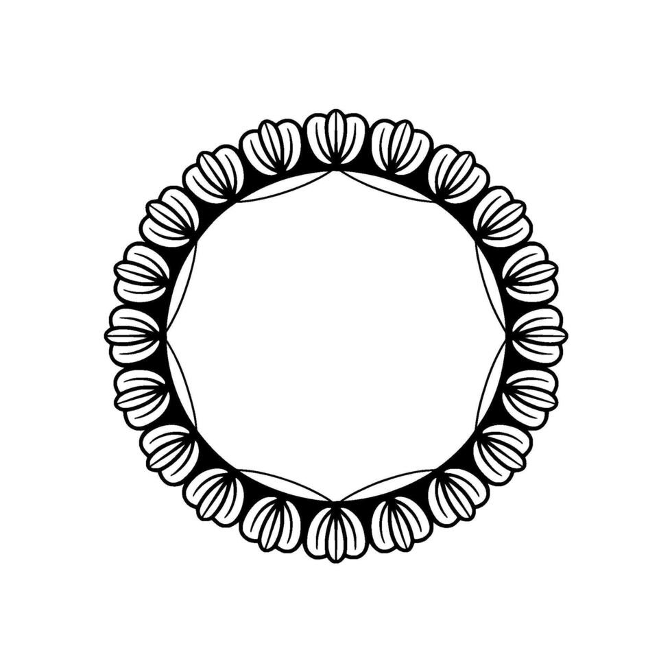 Elegant Black White Floral Wreath Frame on White Background vector