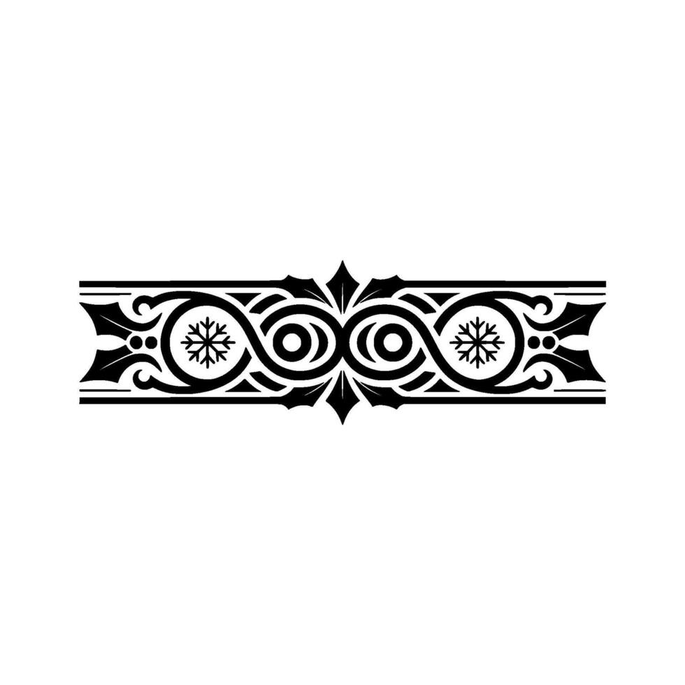 Elegant Black White Ornamental Border with Snowflake Elements vector