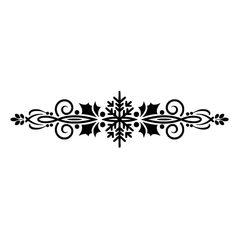 Elegant Black Snowflake Ornament on- White Background vector