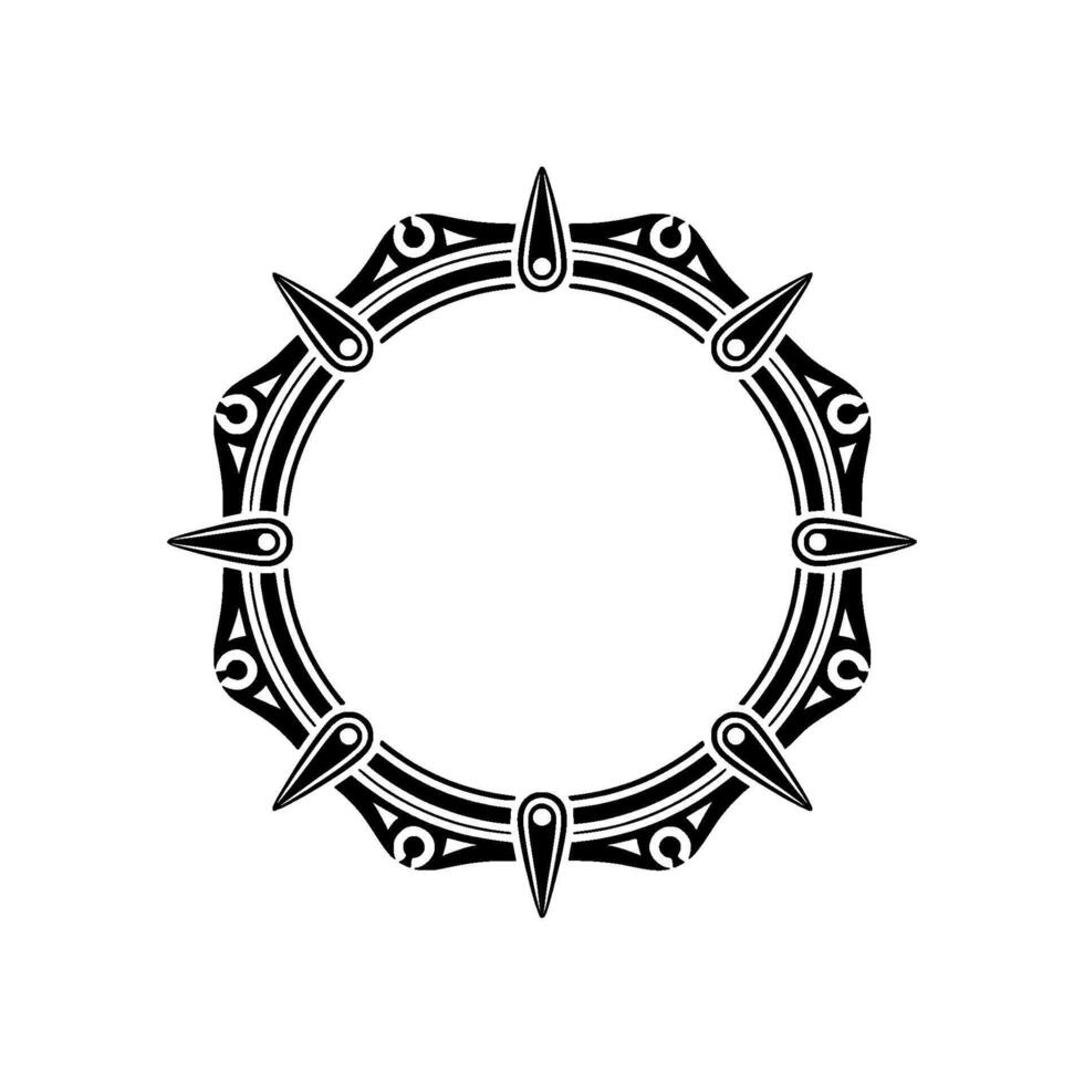 Circular Tribal Ornament in Black and White on Light Background vector