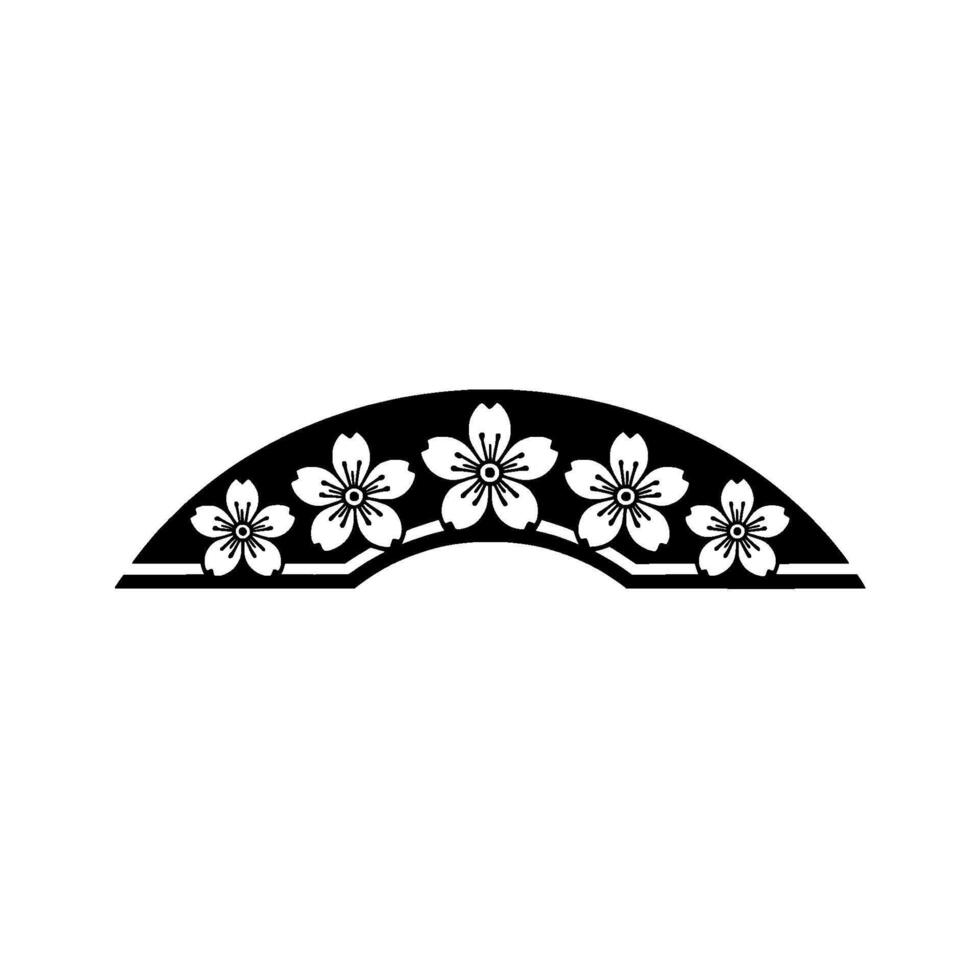 Elegant Japanese Sakura Fan , Black and White vector