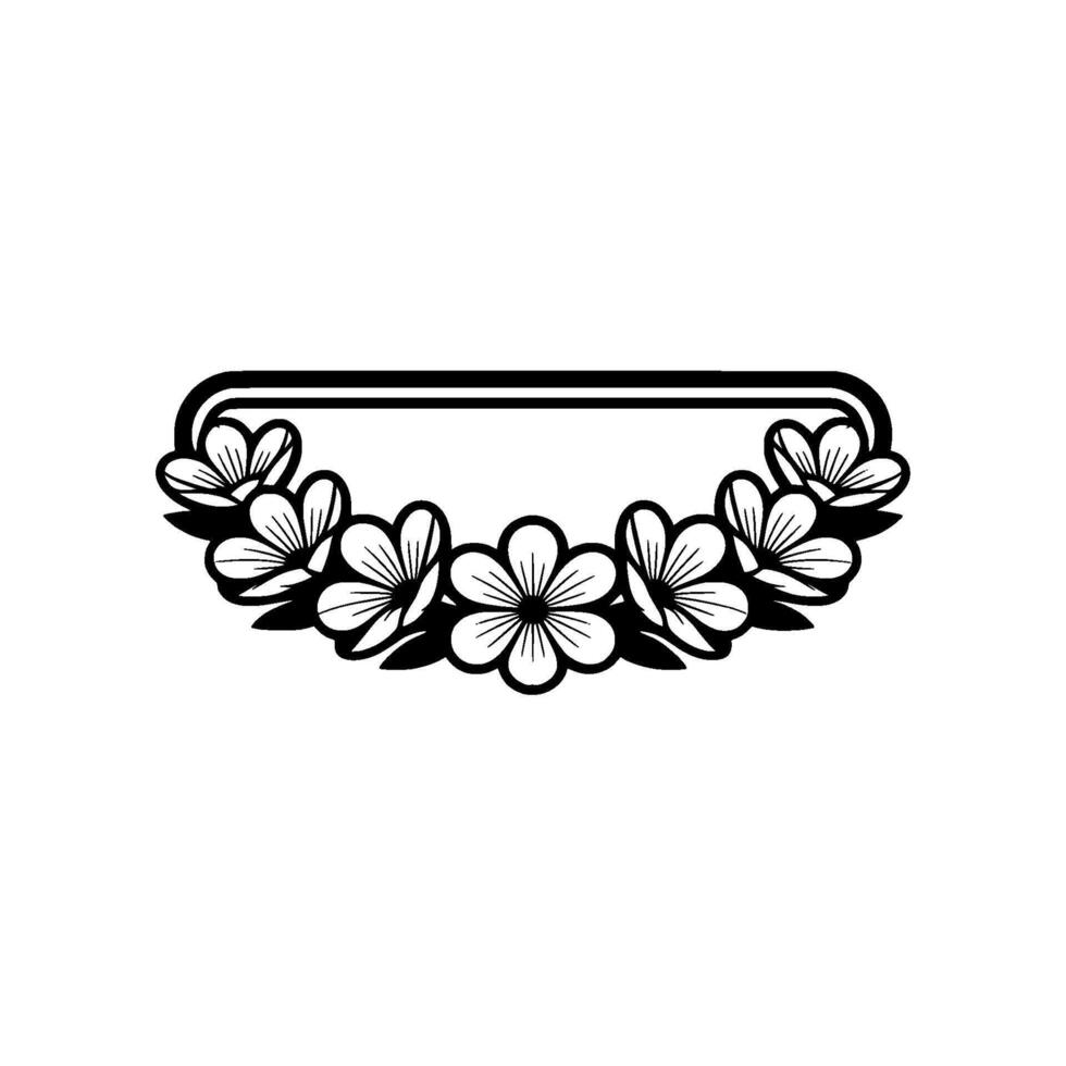 Floral Frame Black White Botanical Border, Elegant vector