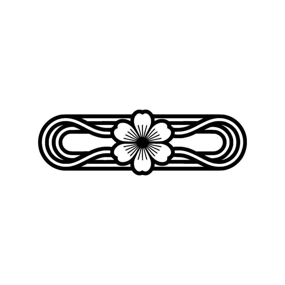 Art Deco Floral Element on White, Minimalist vector