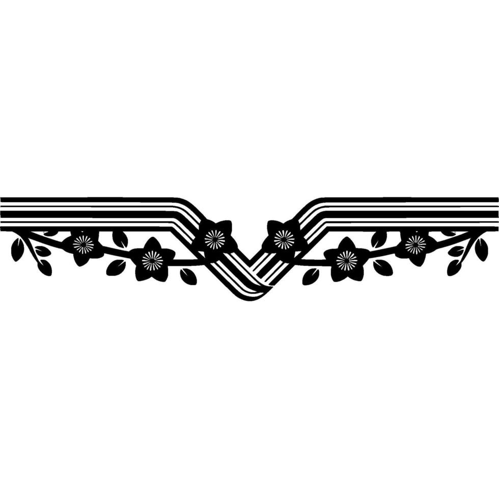 Elegant Floral Border with Black White Stripes vector