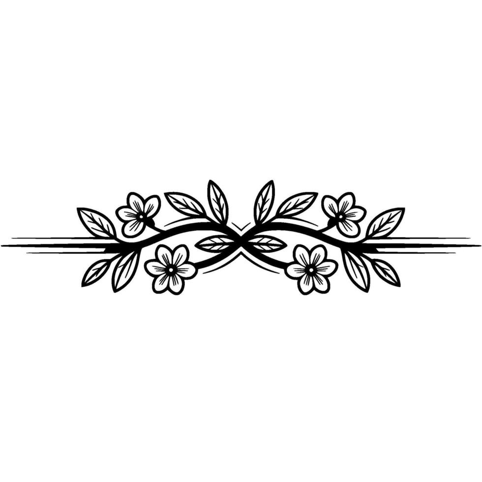 Minimalist Floral Border Black White Decorative, Element vector