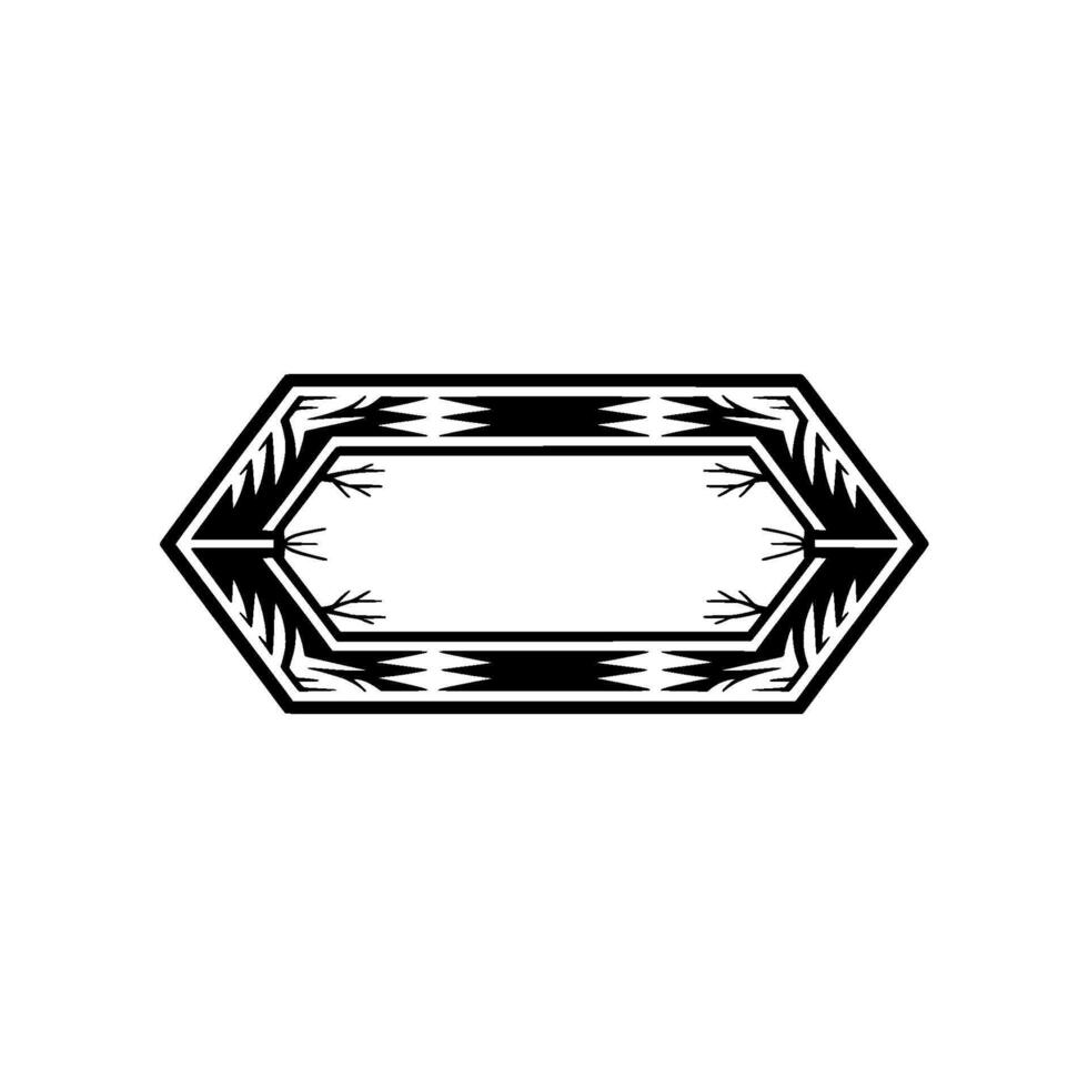 Geometric Hexagon Frame, Minimalist Black and White, Decorative Border vector
