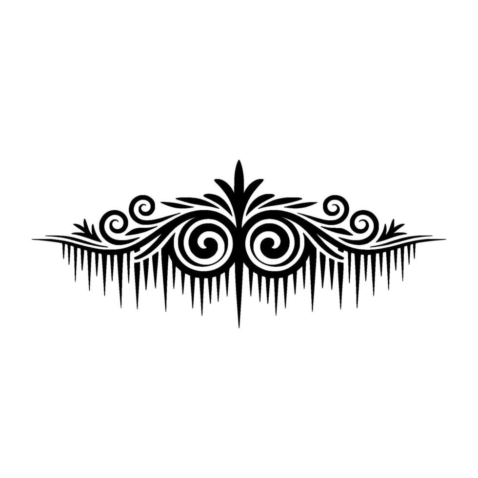 Elegant Black Flourish Ornament with Icicles on White Background vector