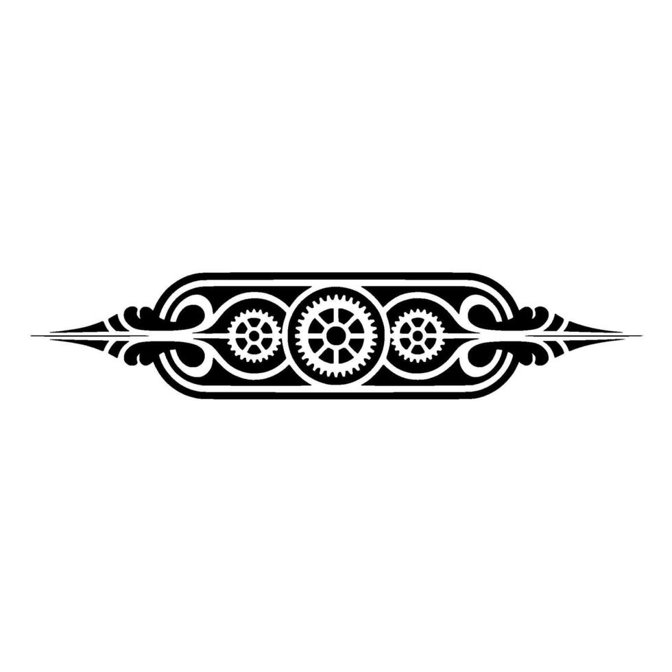 Ornamental Gear and Scrollwork Illustration, Decorative Element vector