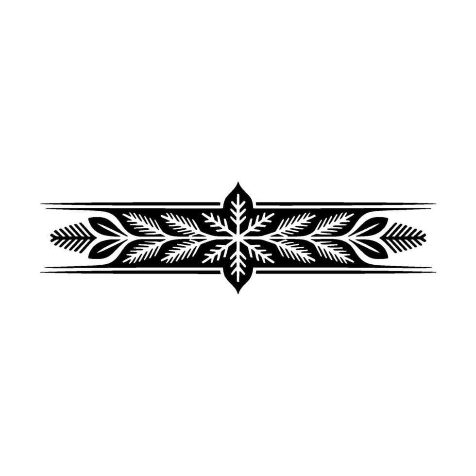 Black Floral Ornament on White, Elegant Divider, Element vector