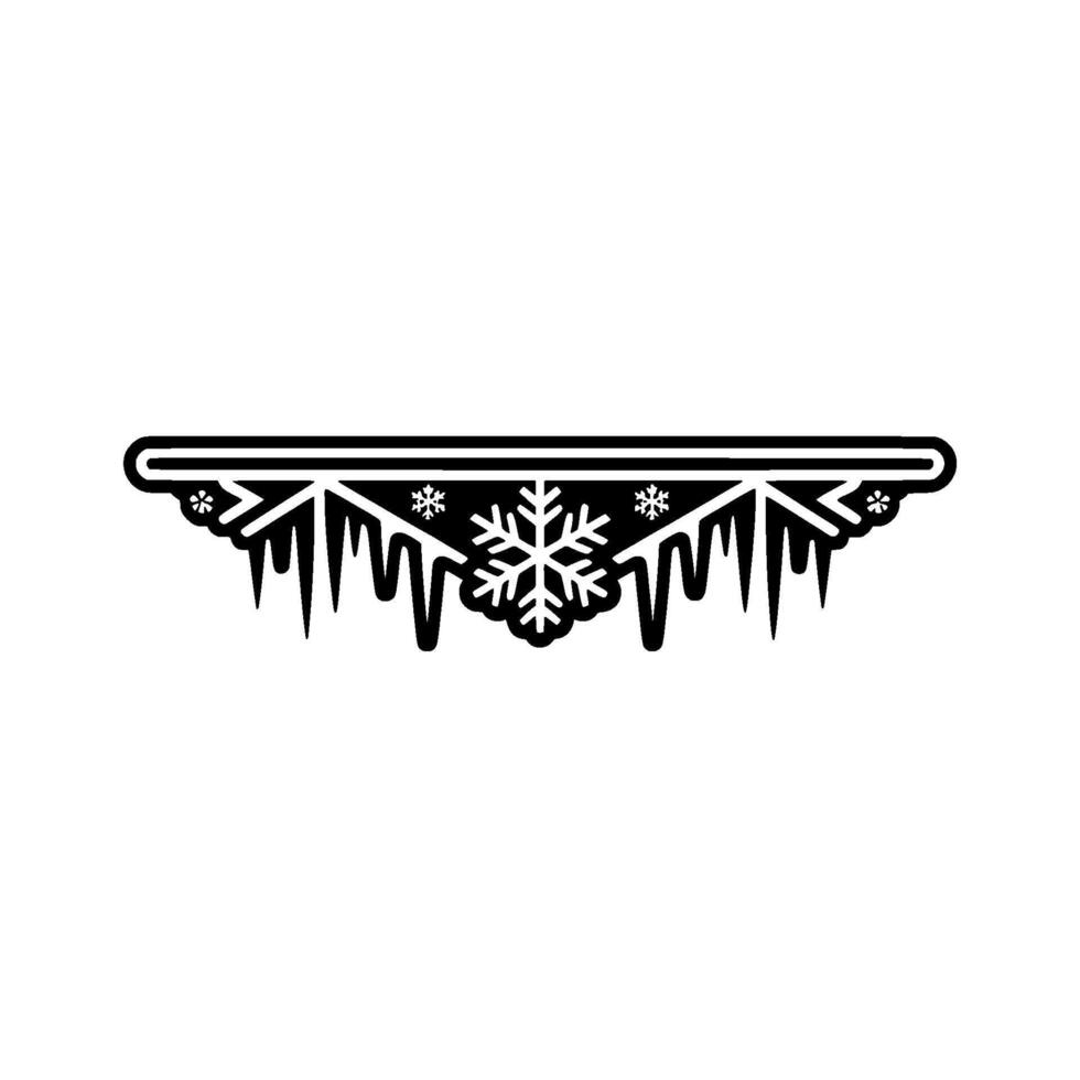 Minimalist Winter Border Snowflakes Icicles, Decorative vector