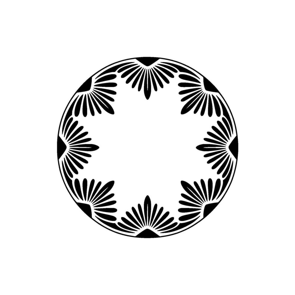 Minimalist Floral Mandala - Black and White Ornament on White vector