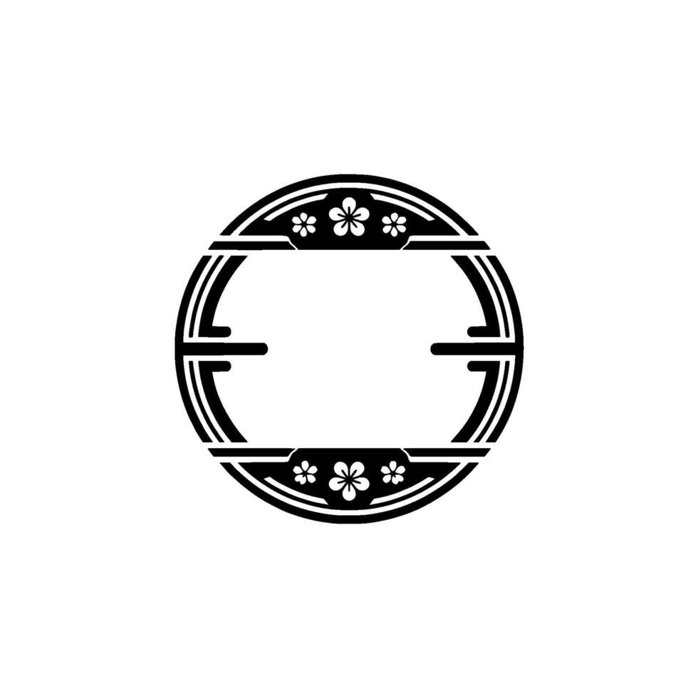Floral Circle Frame, Minimalist Black and White for Branding, Illustration vector