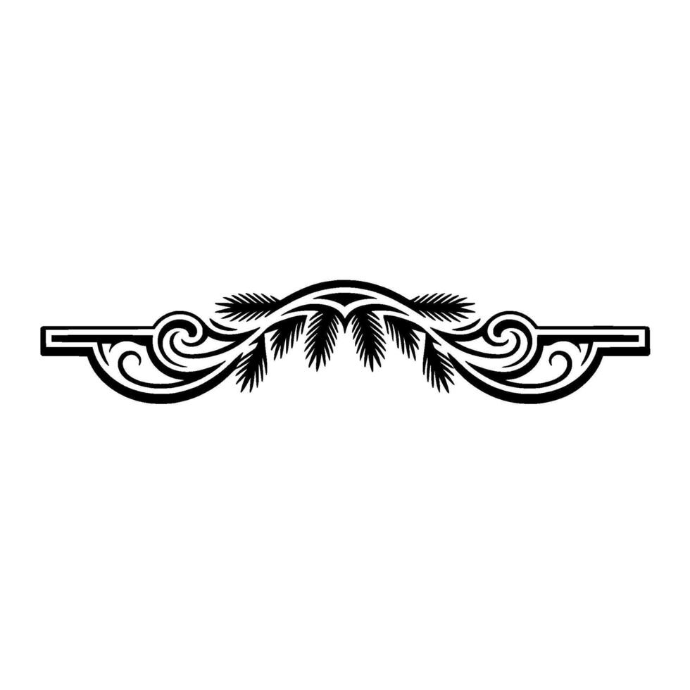 Elegant Black White Palm Leaf Border , Illustration vector