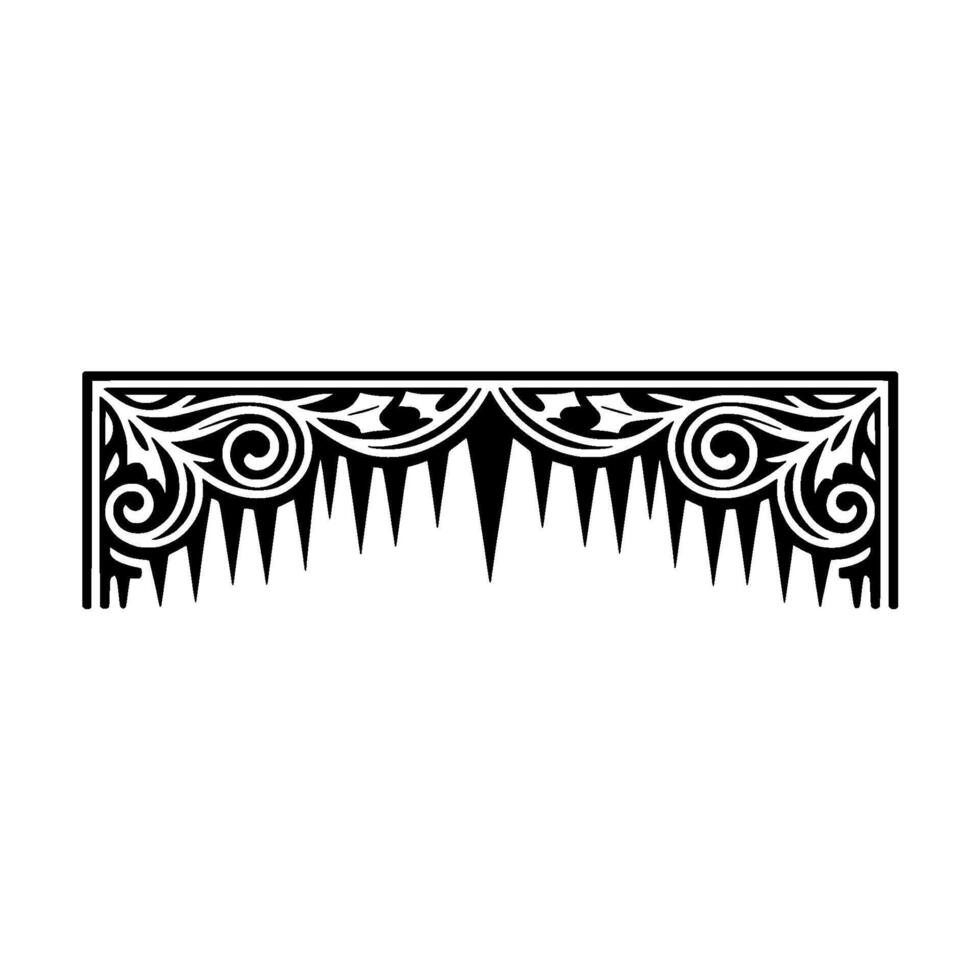 Ornamental Black and White Border with Swirls and Spikes vector