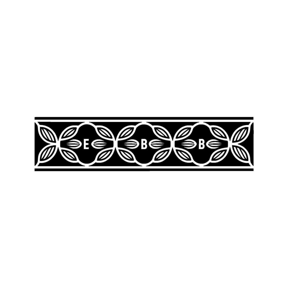 Elegant Decorative Border with E, B Letters in Black White vector