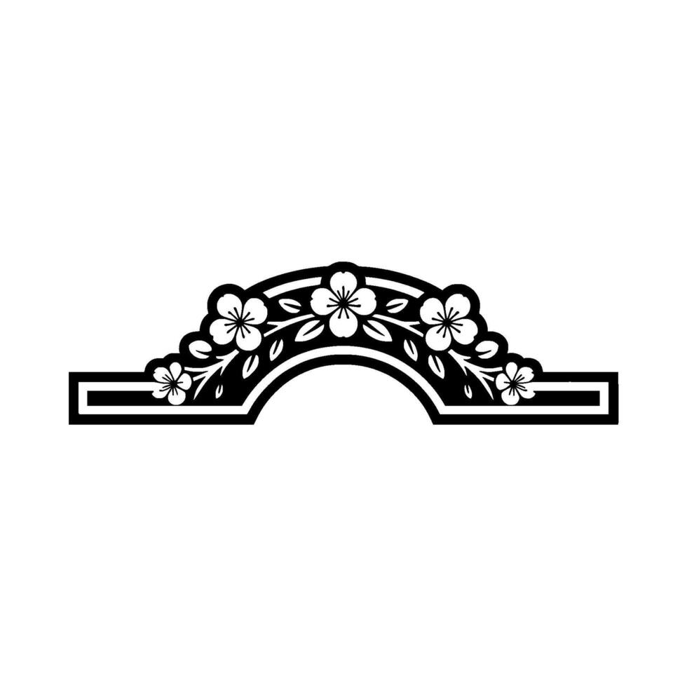 Elegant Floral Archway - Black and White vector