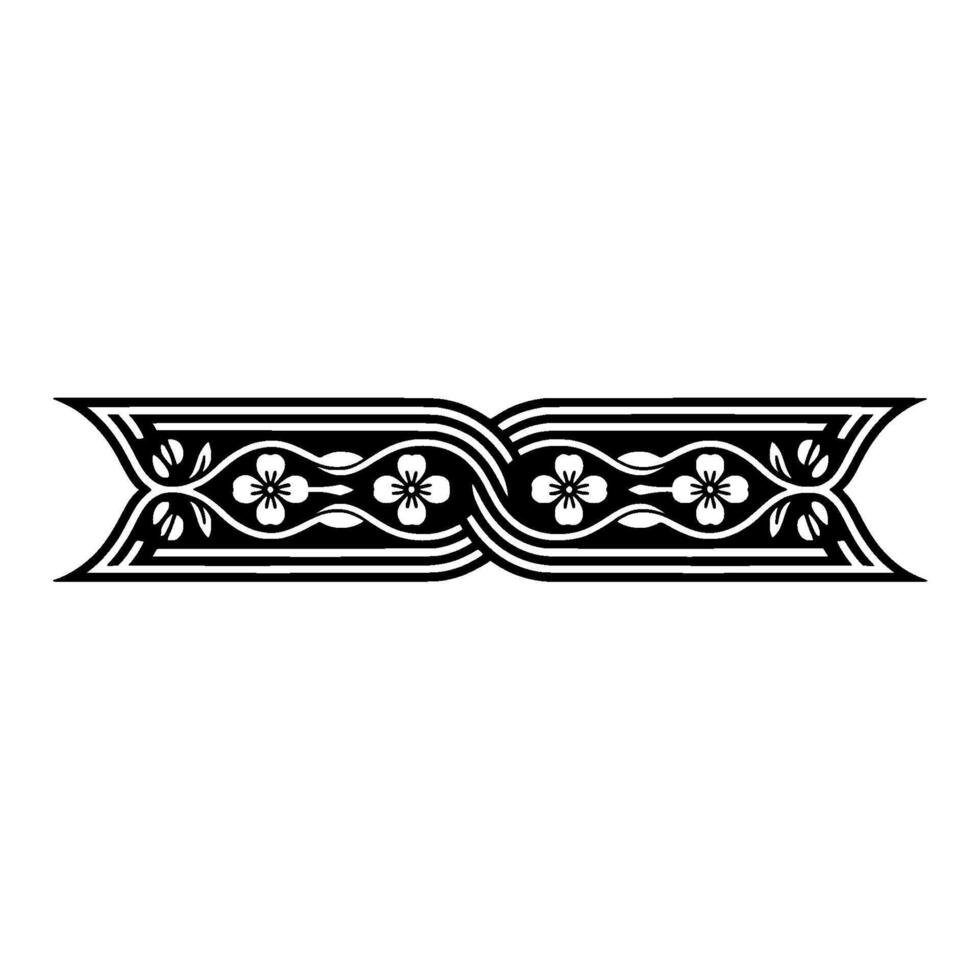 Elegant Floral Border- in Black and White, Decorative Element vector