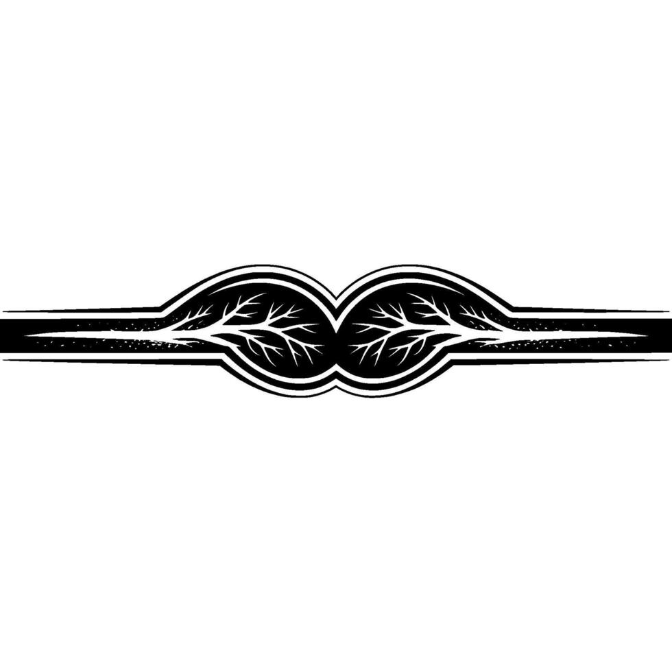 Decorative Black White Tree Branch Ornament on White Background vector
