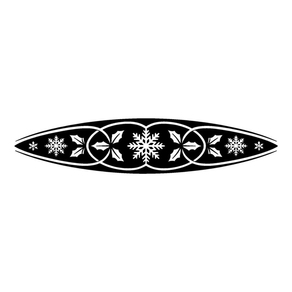 Elegant Winter Ornament Silver Snowflakes Holly on Black vector