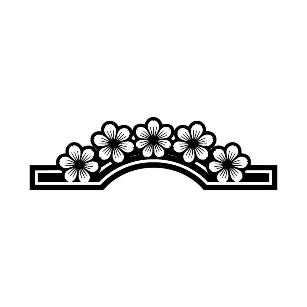 Elegant Floral Arch Silhouette in Black and White vector