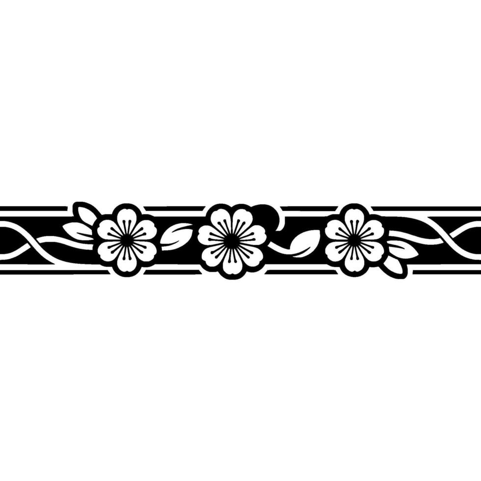 Elegant Floral Border Black and White Sakura vector