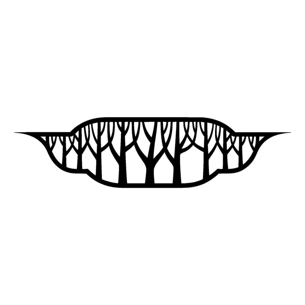 Minimalist Silhouette Forest Landscape in Bold Black Lines vector