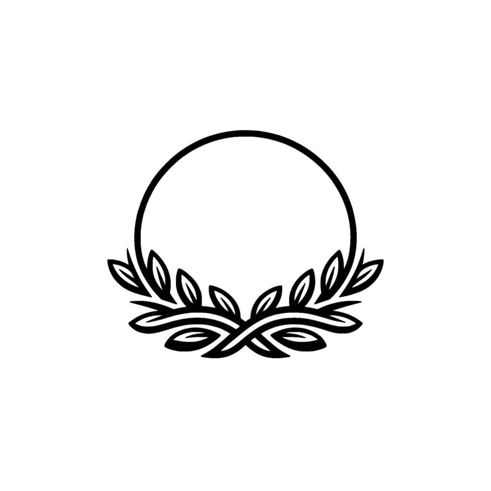 Minimalist Olive Branch Wreath Emblem on White Background vector