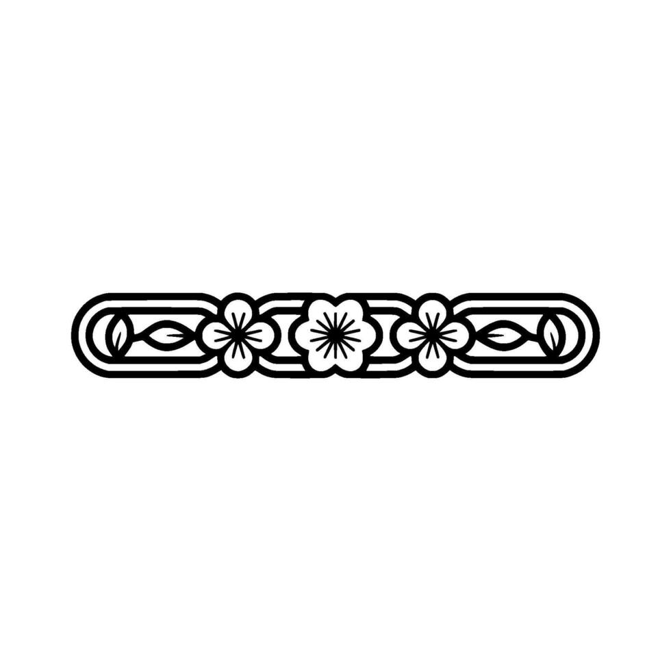 Elegant Floral Border , Black Outline, Minimalist Style vector