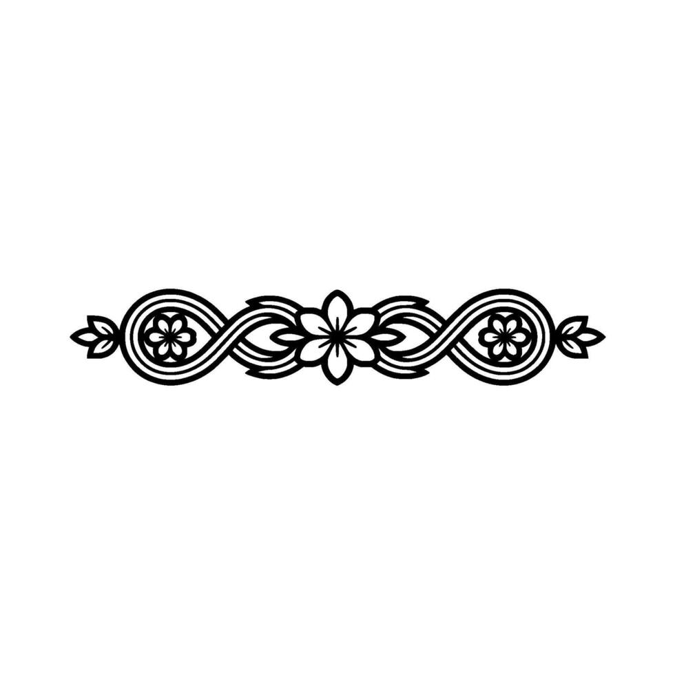 Ornamental Black Floral Border, on White Background vector
