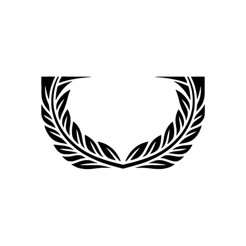 Black and White Laurel Wreath on Gray Background vector