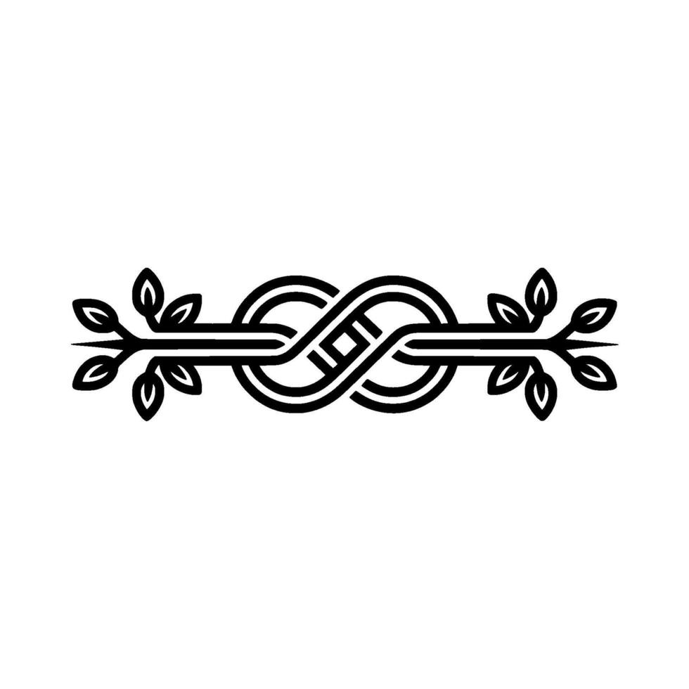 Minimalist Infinity Knot with Leaf Accents Elegant Black and White vector