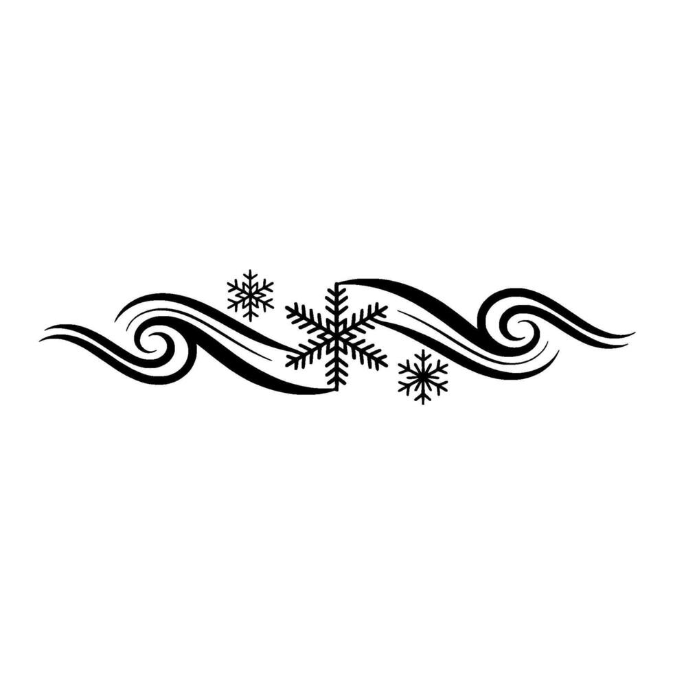 Winter Snowflake Ornament - Black White on White Background vector
