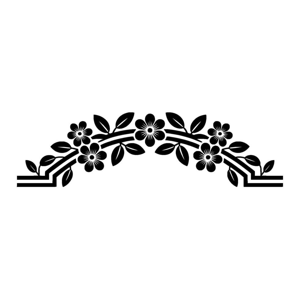 Floral Arch Silhouette, Black and White vector