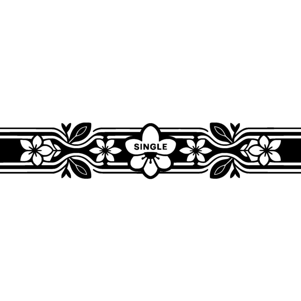 Minimalist Floral Border SINGLE Text, Black White vector
