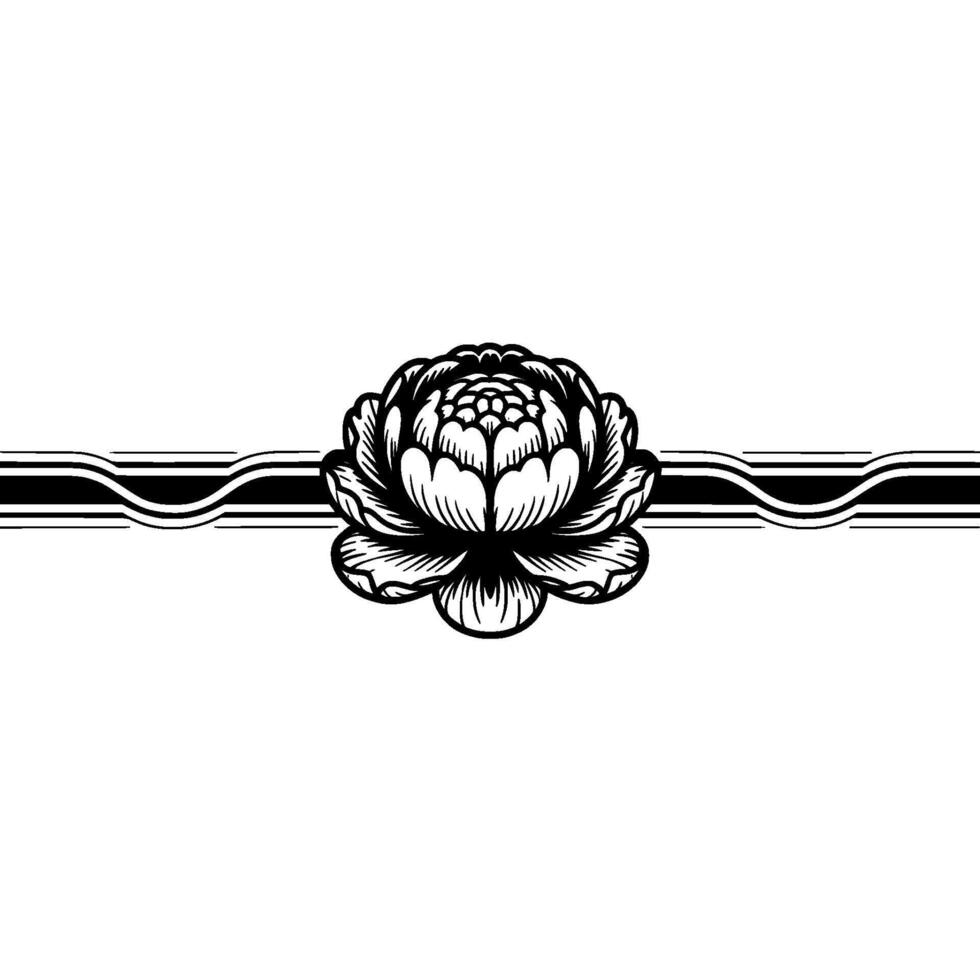 Floral Tattoo with Striped Element, Black and White vector