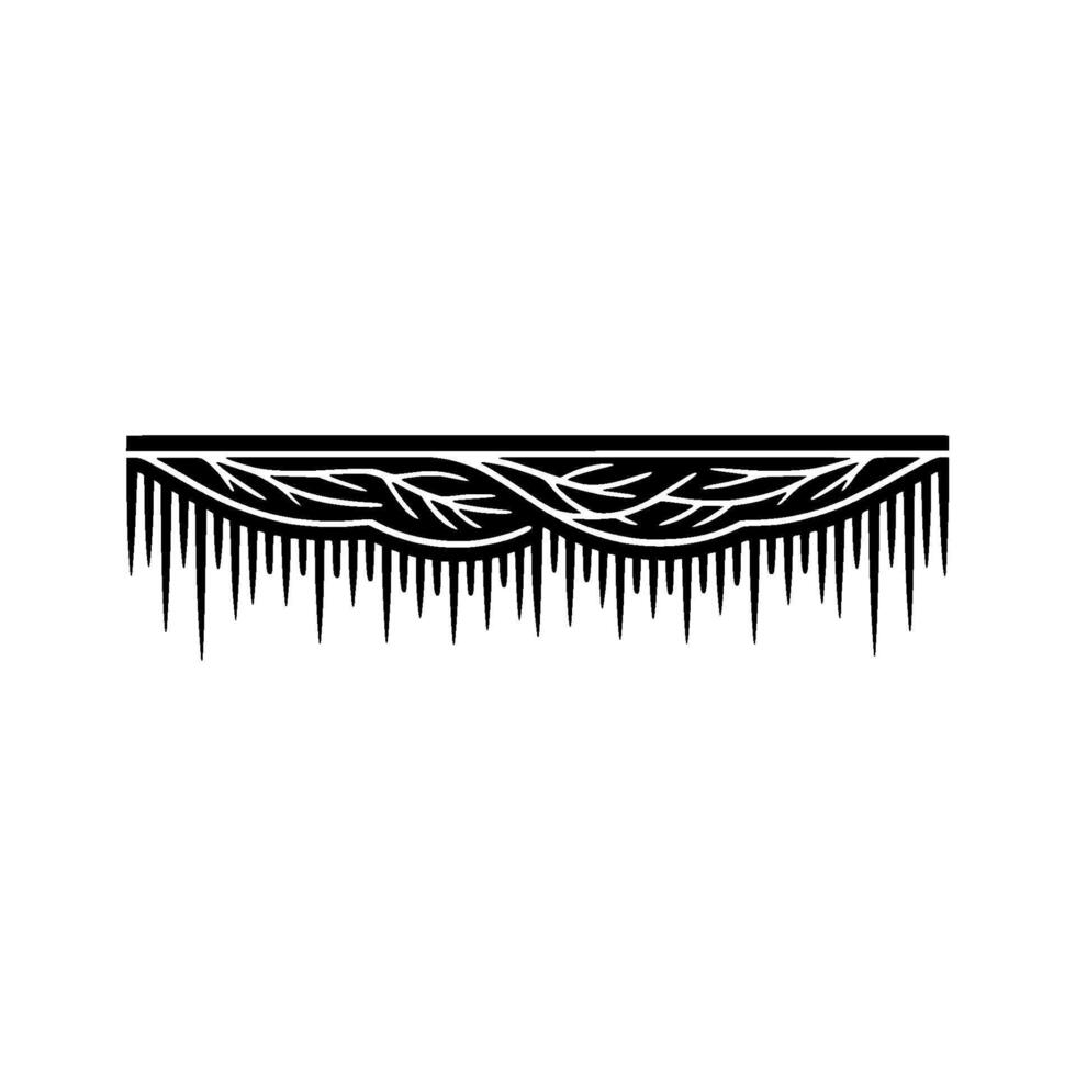 Abstract Black Decorative Border with Leaves and Icicles vector