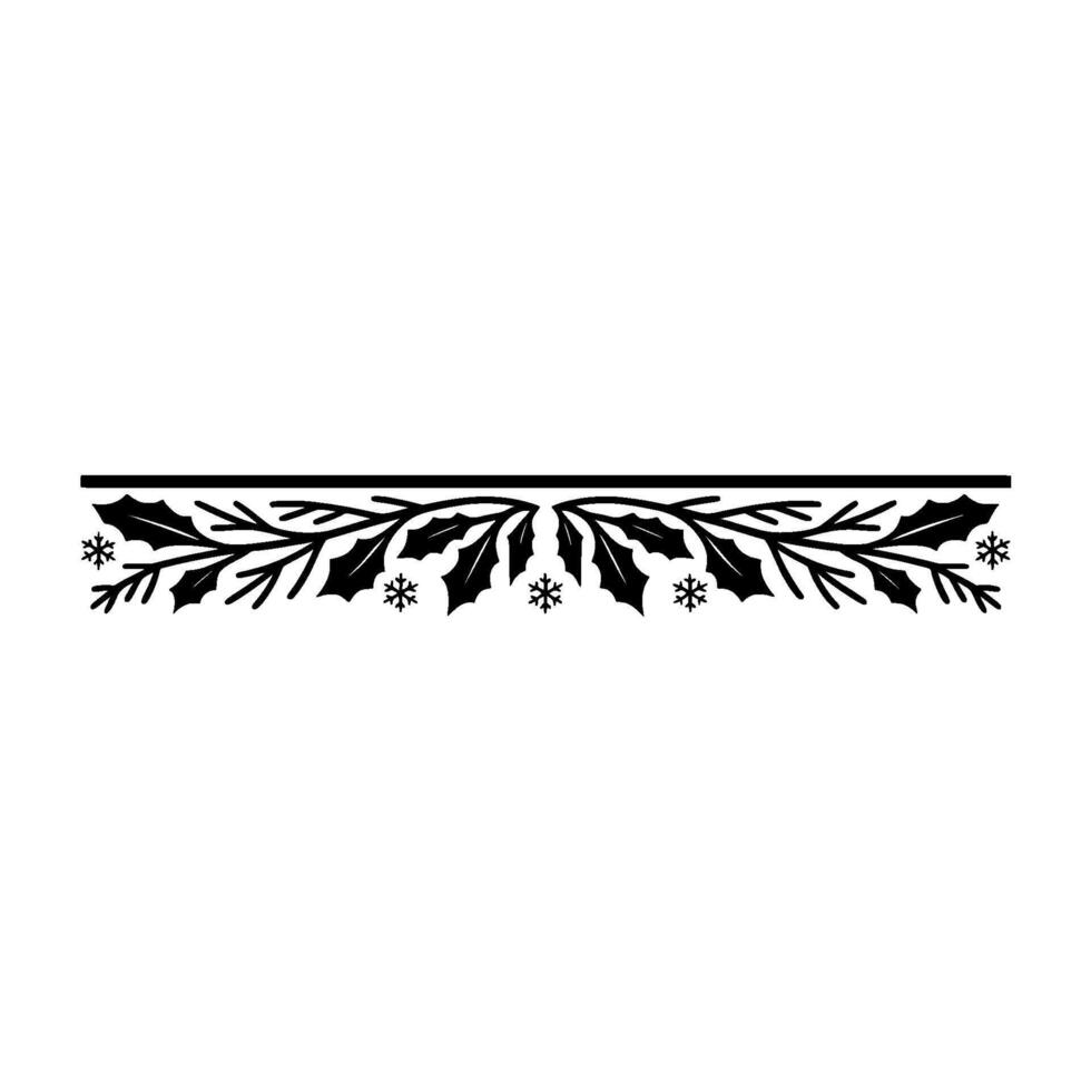 Minimalist Christmas Holly Snowflakes Border vector