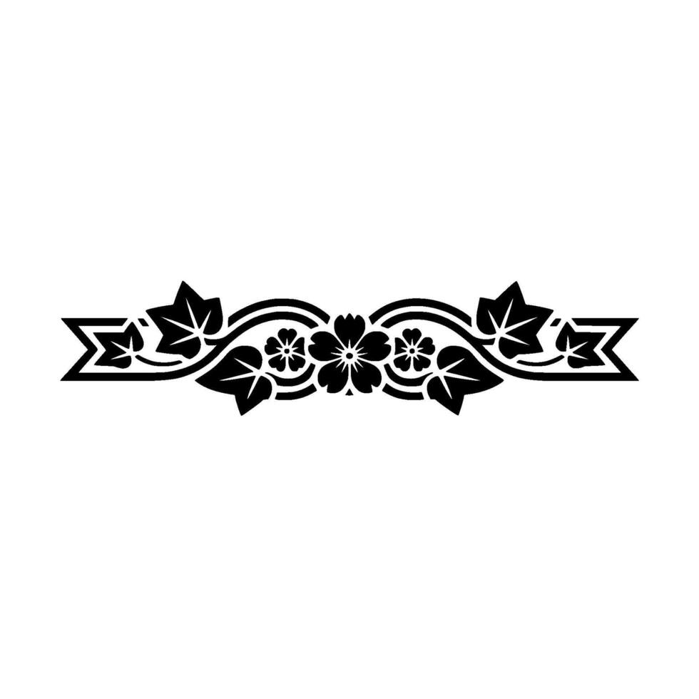 Floral Ornamental Banner Minimalist Black and White vector