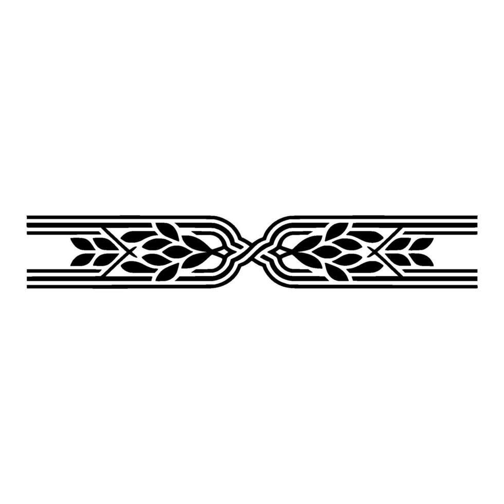 Ornamental Border Black Leaf Motif on White, Elegant Minimalism vector