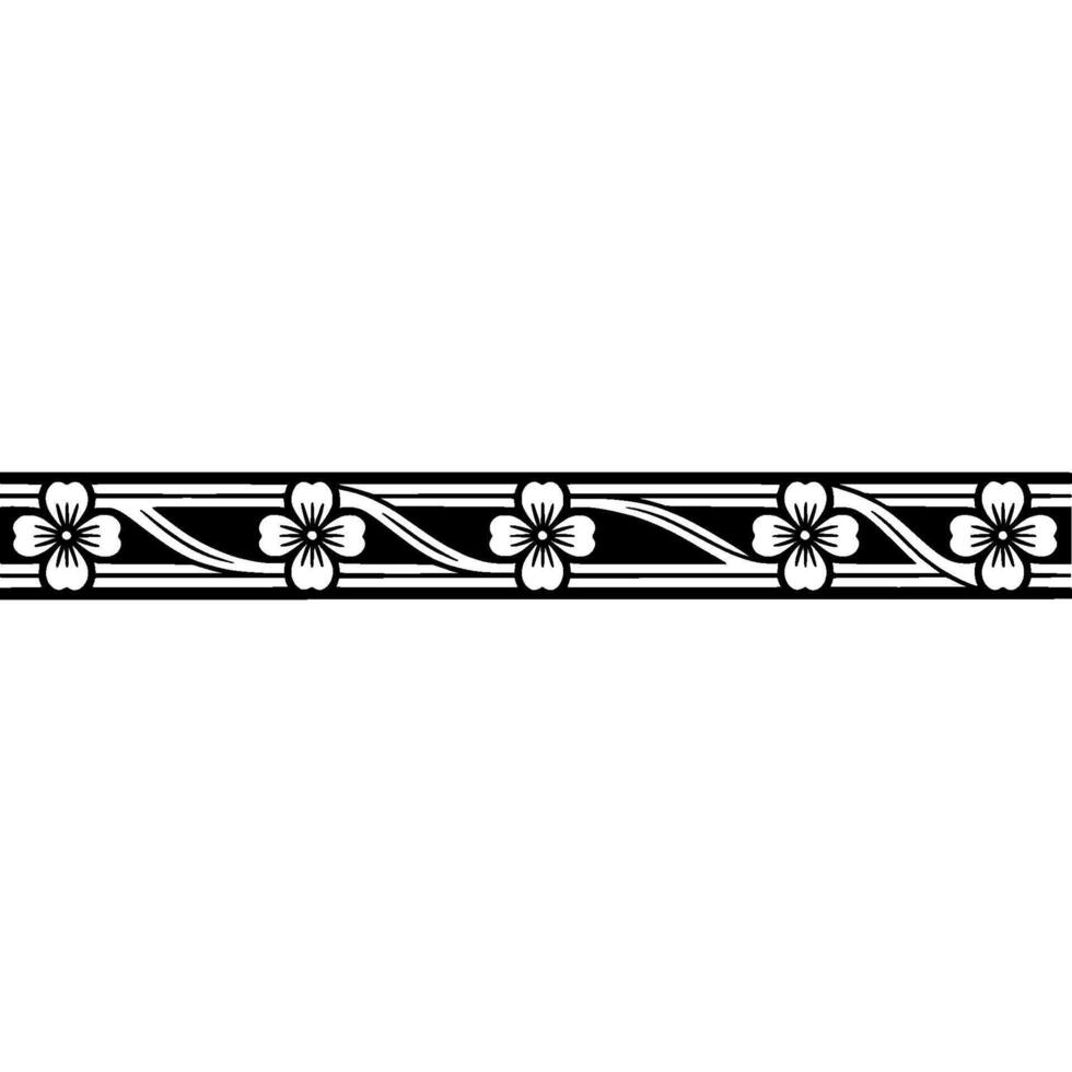 Floral Border Ornament, Elegant Black and White Element vector