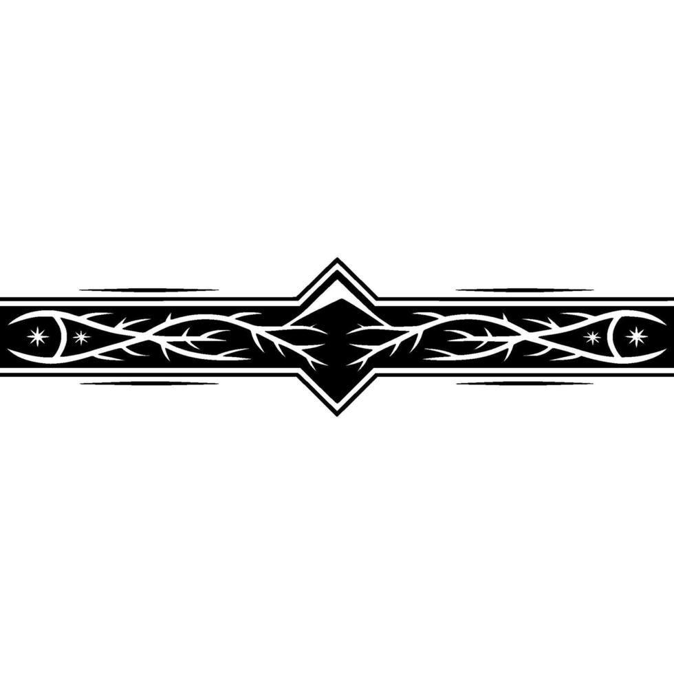 Black and White Ornamental Border, Star and Vine vector