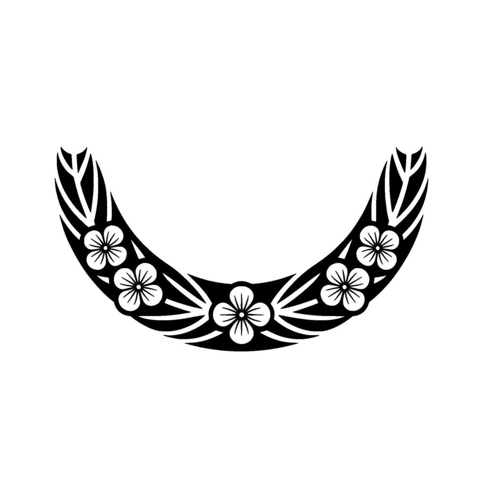 Minimalist Floral Motif with Curved Geometric vector