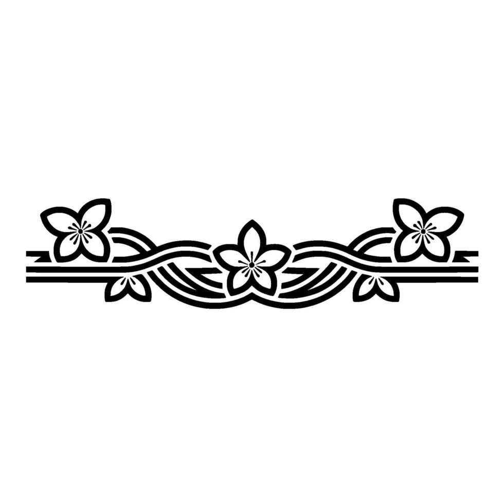 Elegant Black Floral Border on, White- Background vector