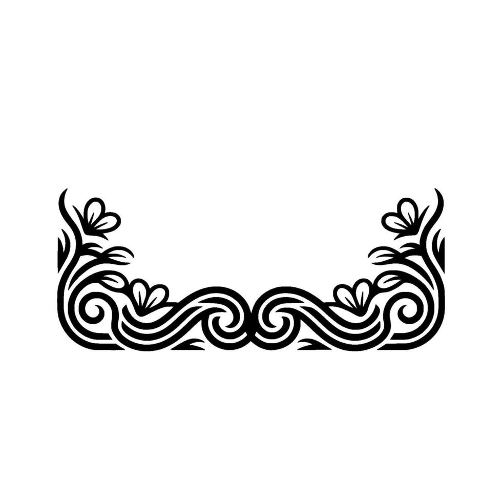 Elegant Floral Border , Minimalist Black White Ornament vector