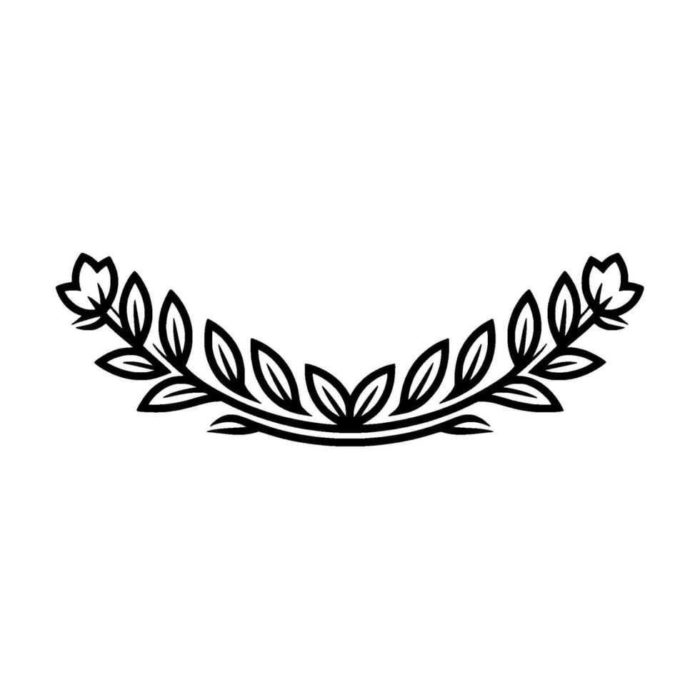 Elegant Laurel Wreath Minimalist Black White Floral vector