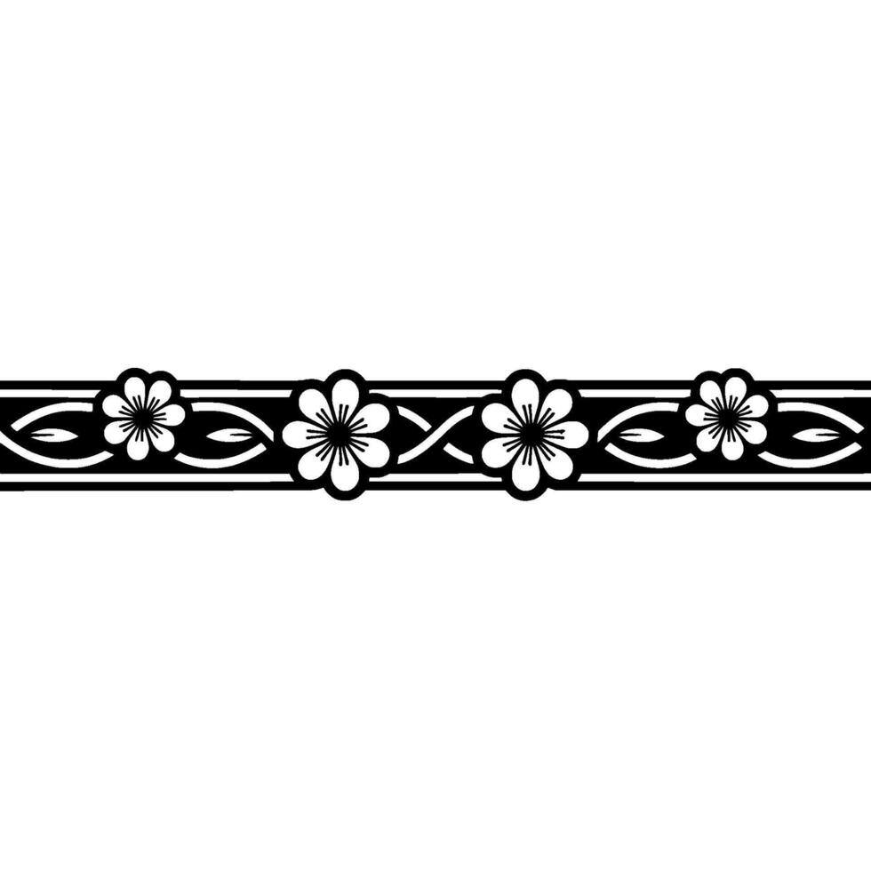 Minimalist Floral Border , Black White Decorative Element vector