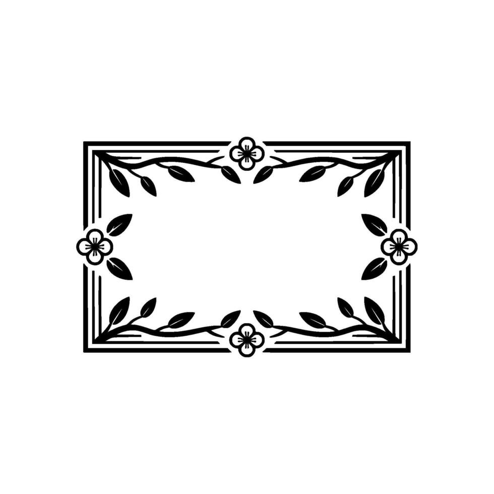 Elegant Floral, Frame Black White Botanical Border vector
