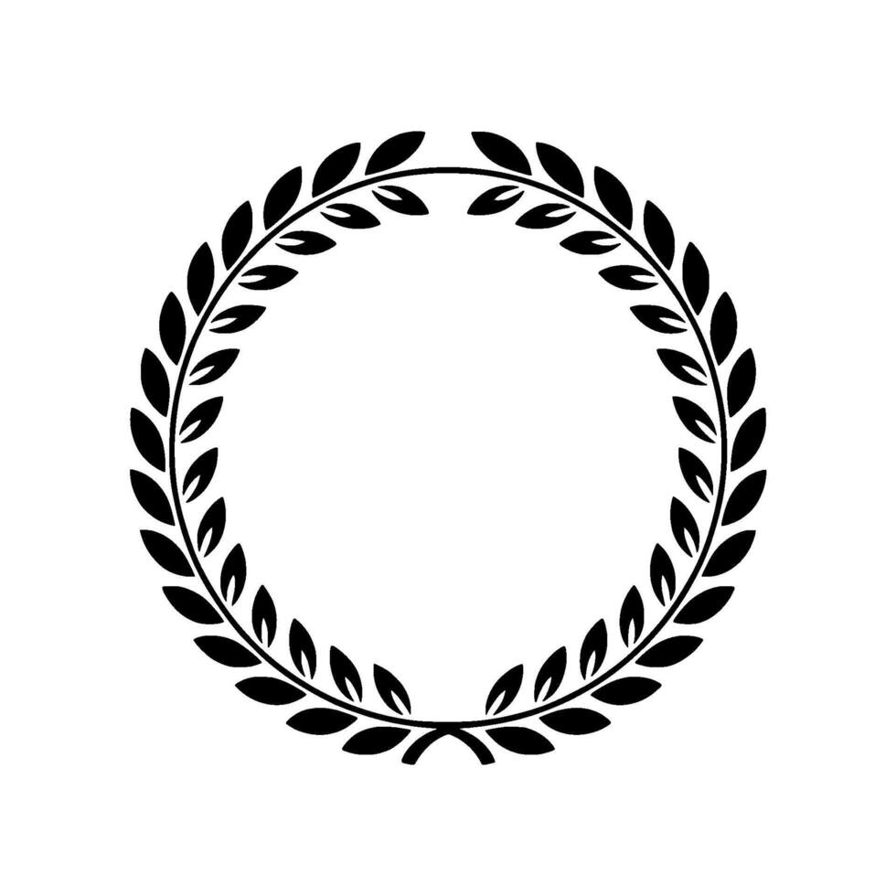 Elegant Black- Laurel Wreath on White Background vector